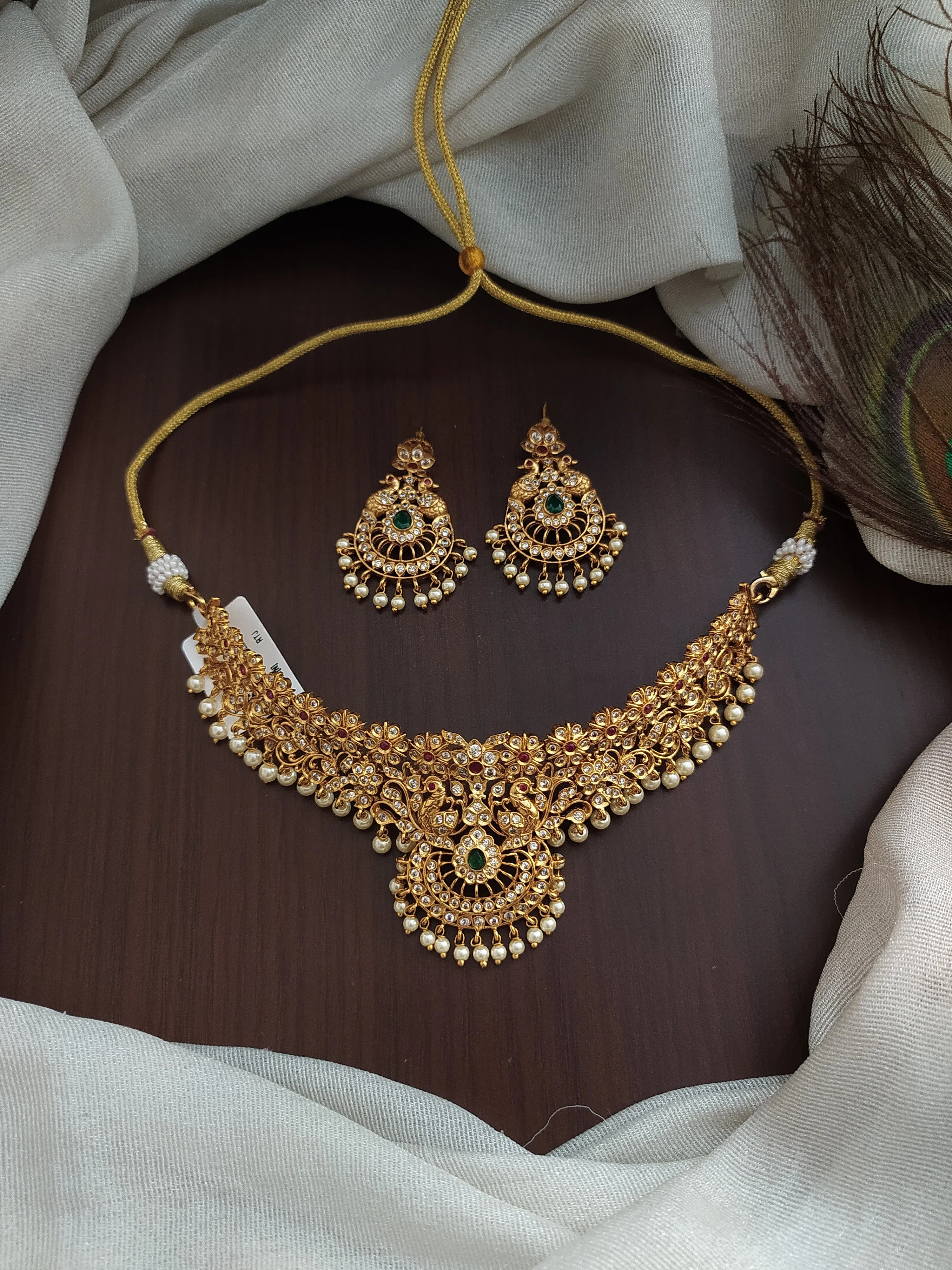 Mini Antique Choker Set with Pearl Drops