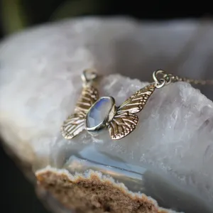 Monarch Butterfly Moonstone Bronze And Sterling Silver Necklace