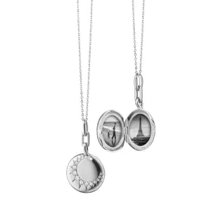 Monica Rich Kosann White Sapphire Round 2-Photo Locket in Sterling Silver