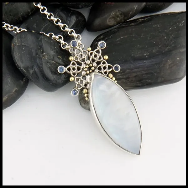 Moonstone and Snowflake Celtic Pendant