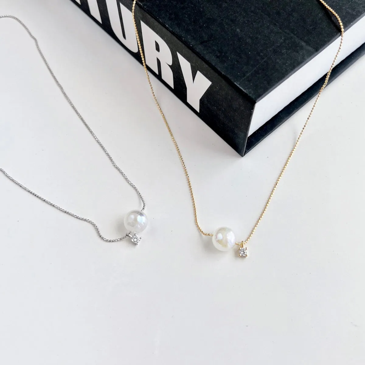 Moonstone Crystal Floating Two Stone Necklace