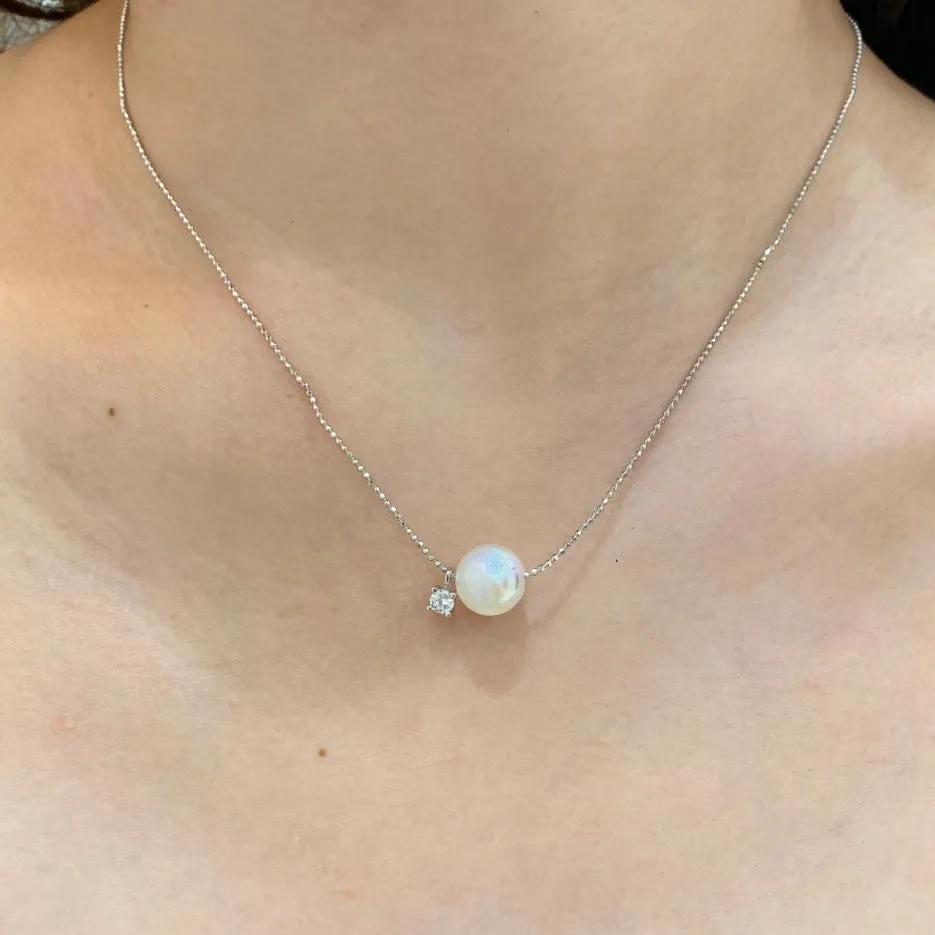 Moonstone Crystal Floating Two Stone Necklace