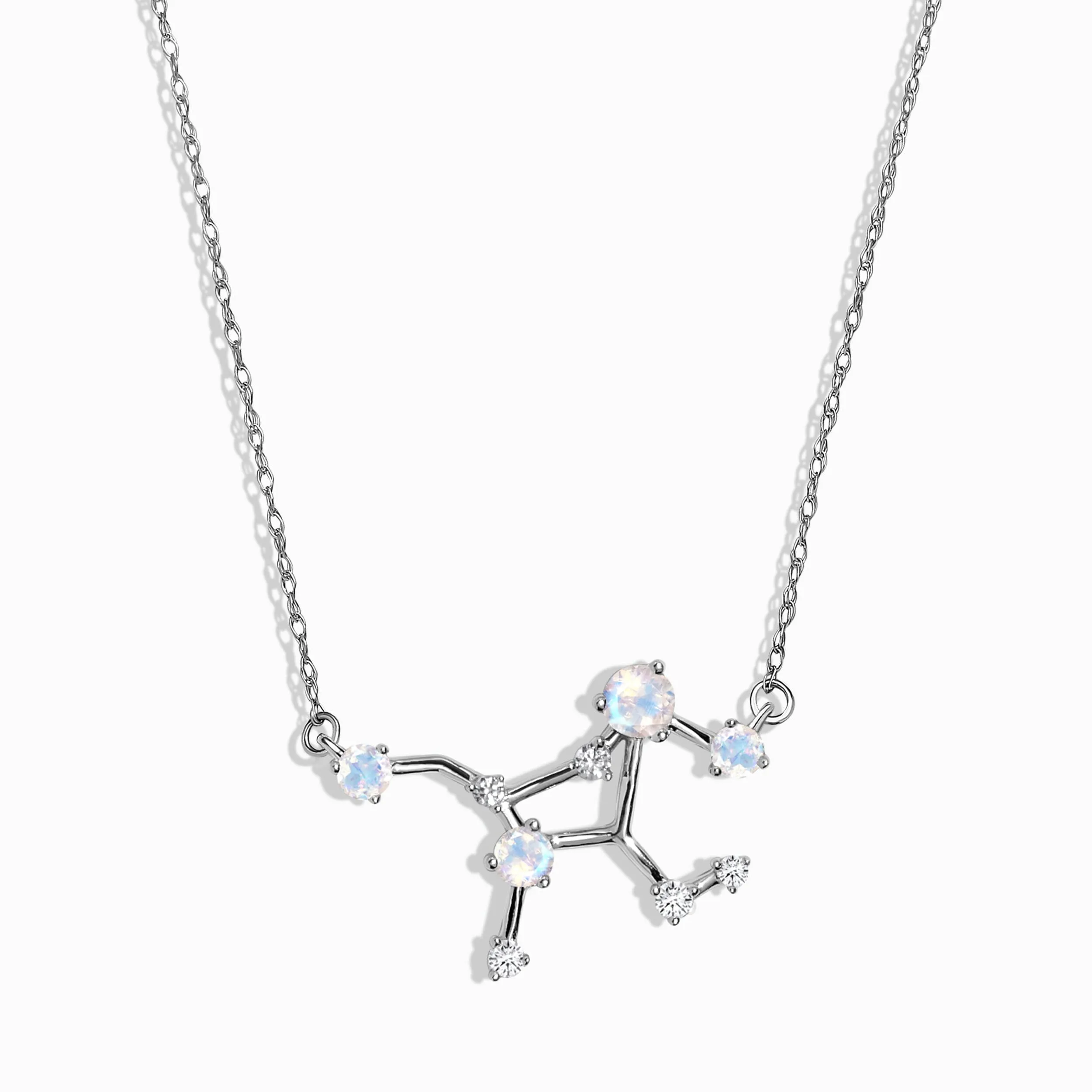 Moonstone Diamond Necklace - Virgo Zodiac Constellation