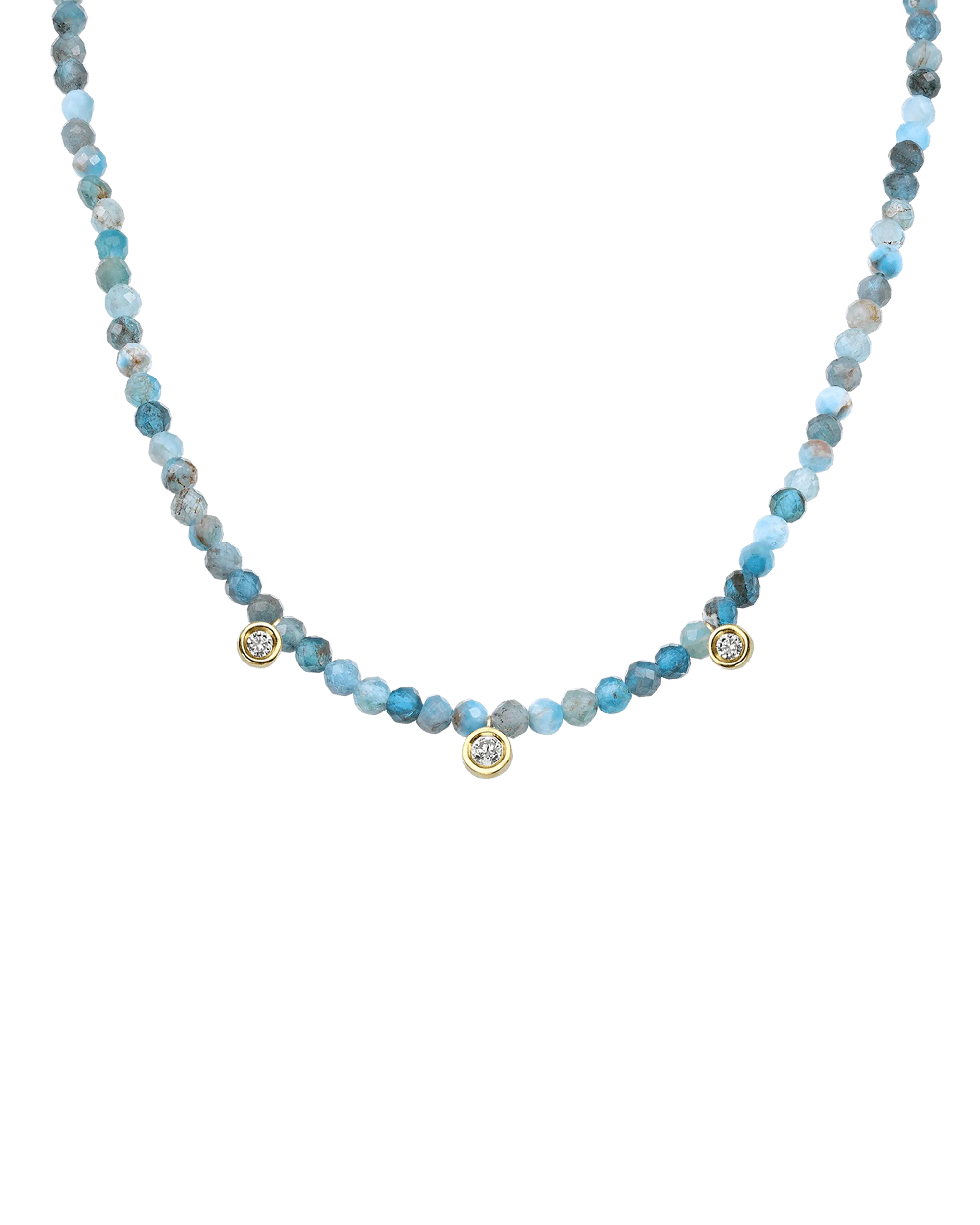 Moonstone Gemstone & Three diamonds Necklace - 14K Rose Gold