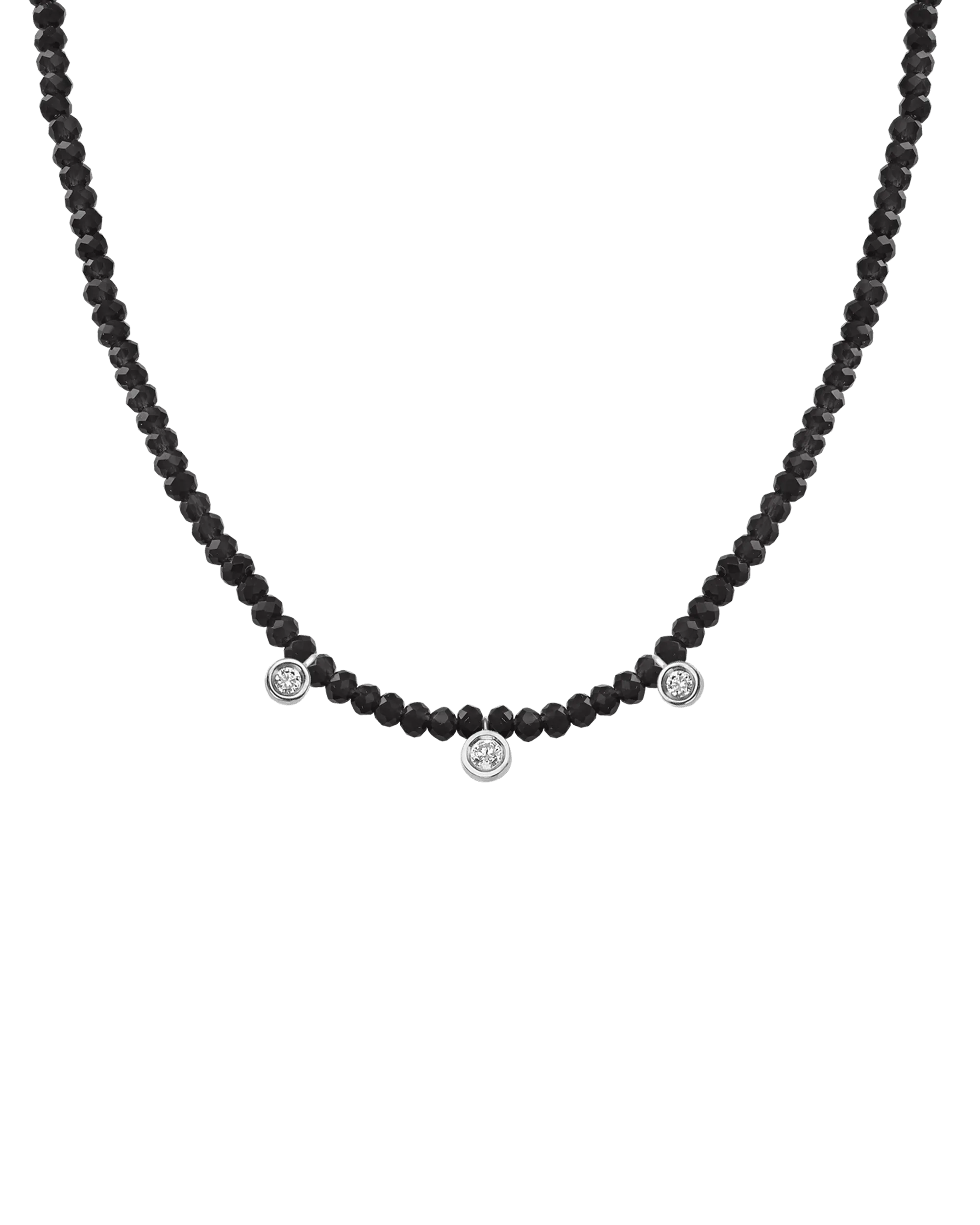 Moonstone Gemstone & Three diamonds Necklace - 14K Rose Gold