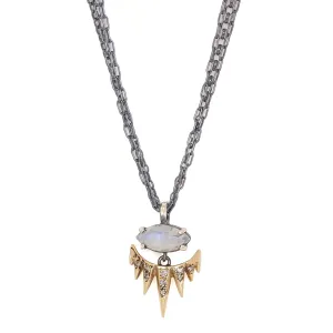 Moonstone Marquise Spike Necklace with Oxidized Chains