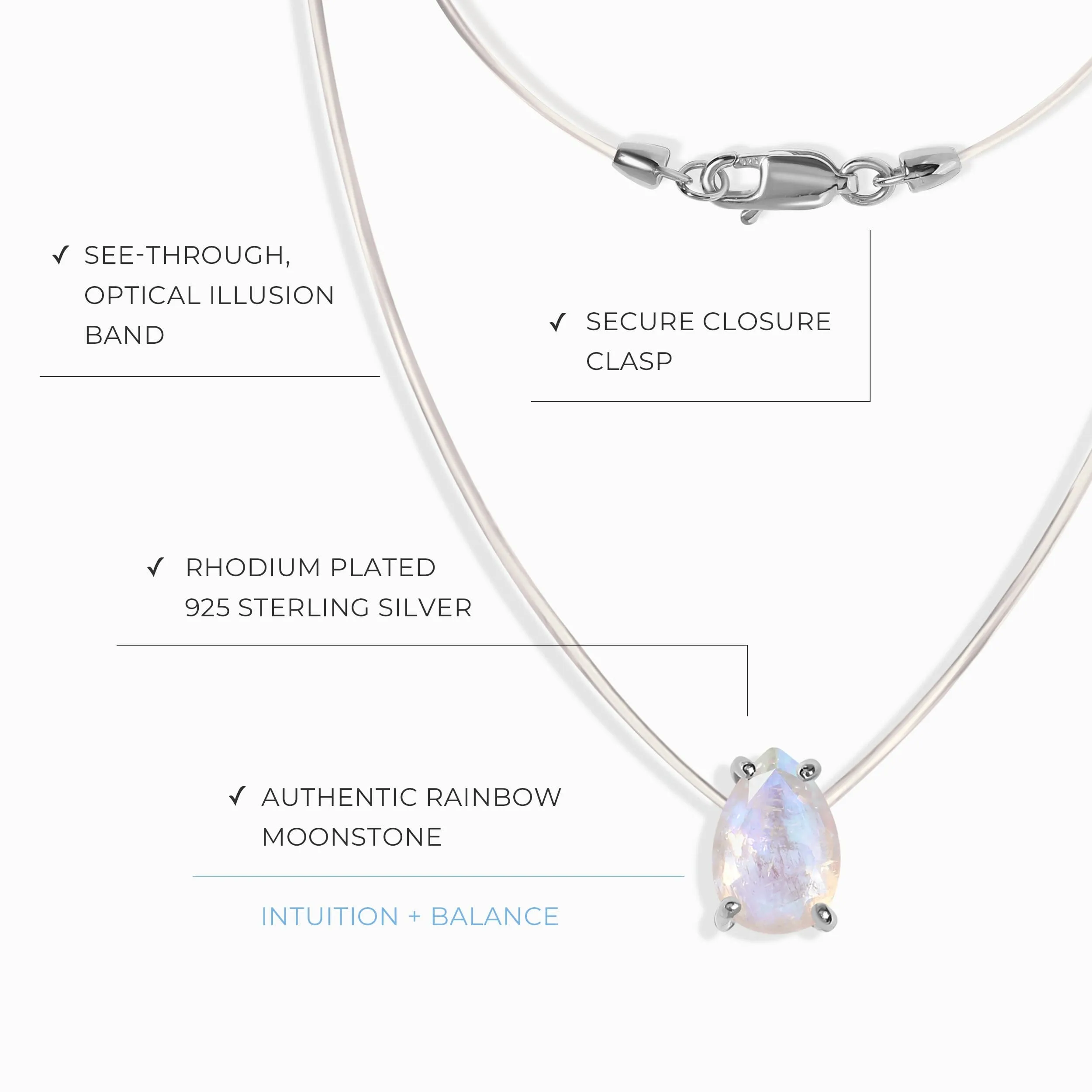 Moonstone Necklace Floating Sway - June Birthstone