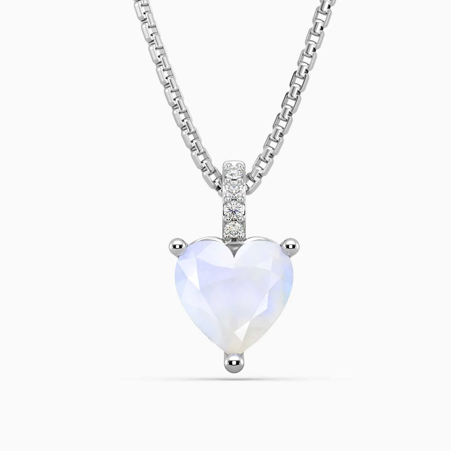 Moonstone Necklace in Silver - Heart Shape - Irosk Australia ®