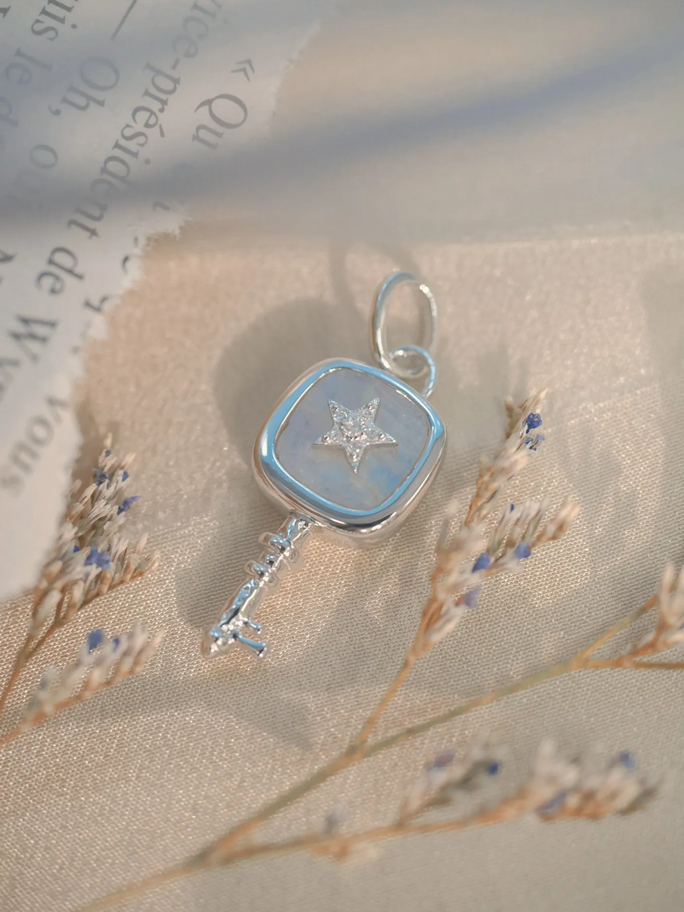 Moonstone Silver Key Pendant - Wanderer