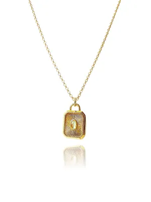 Moonstone Solitaire 14K Gold Necklace