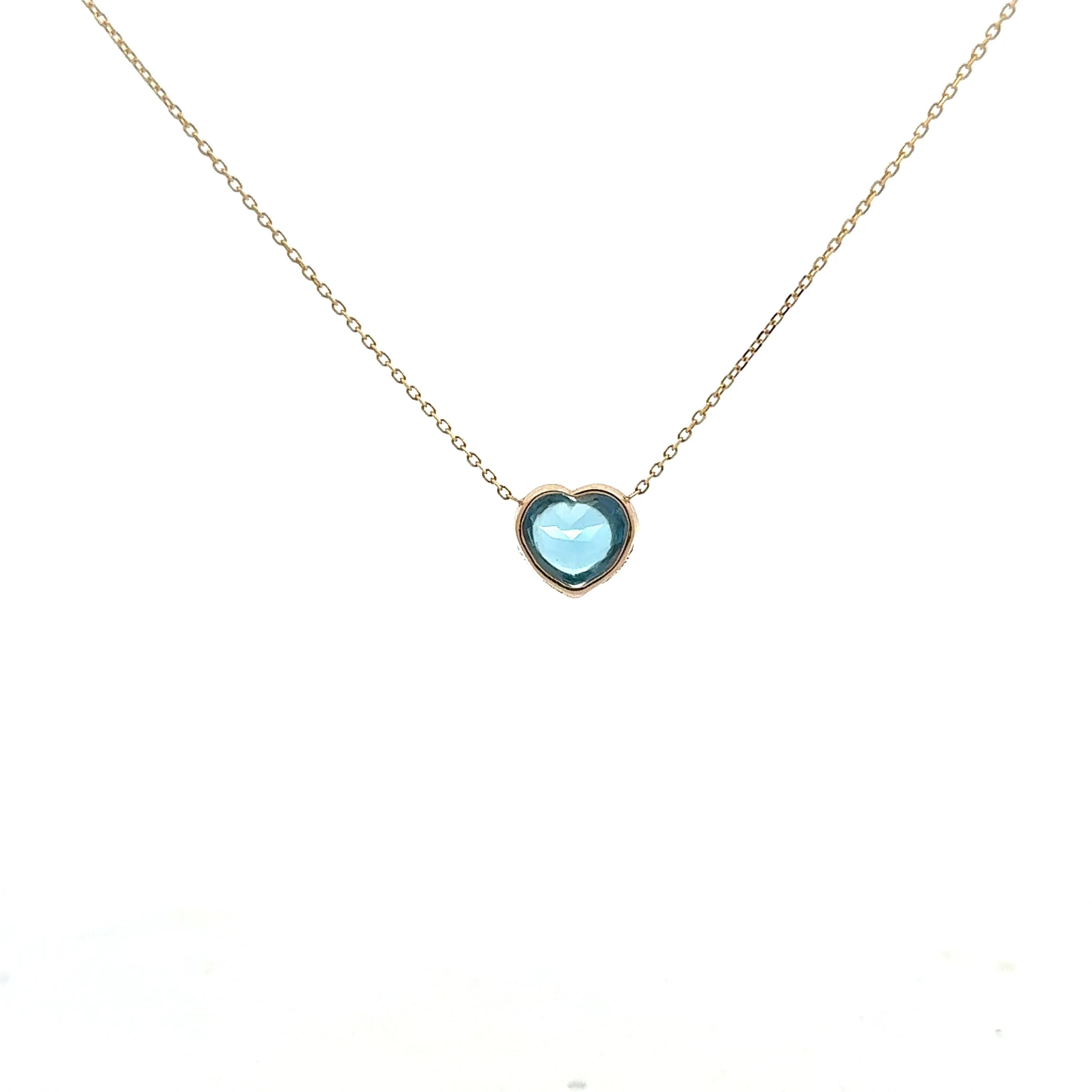 Nami Blue Topaz Heart Necklace, 14k Gold