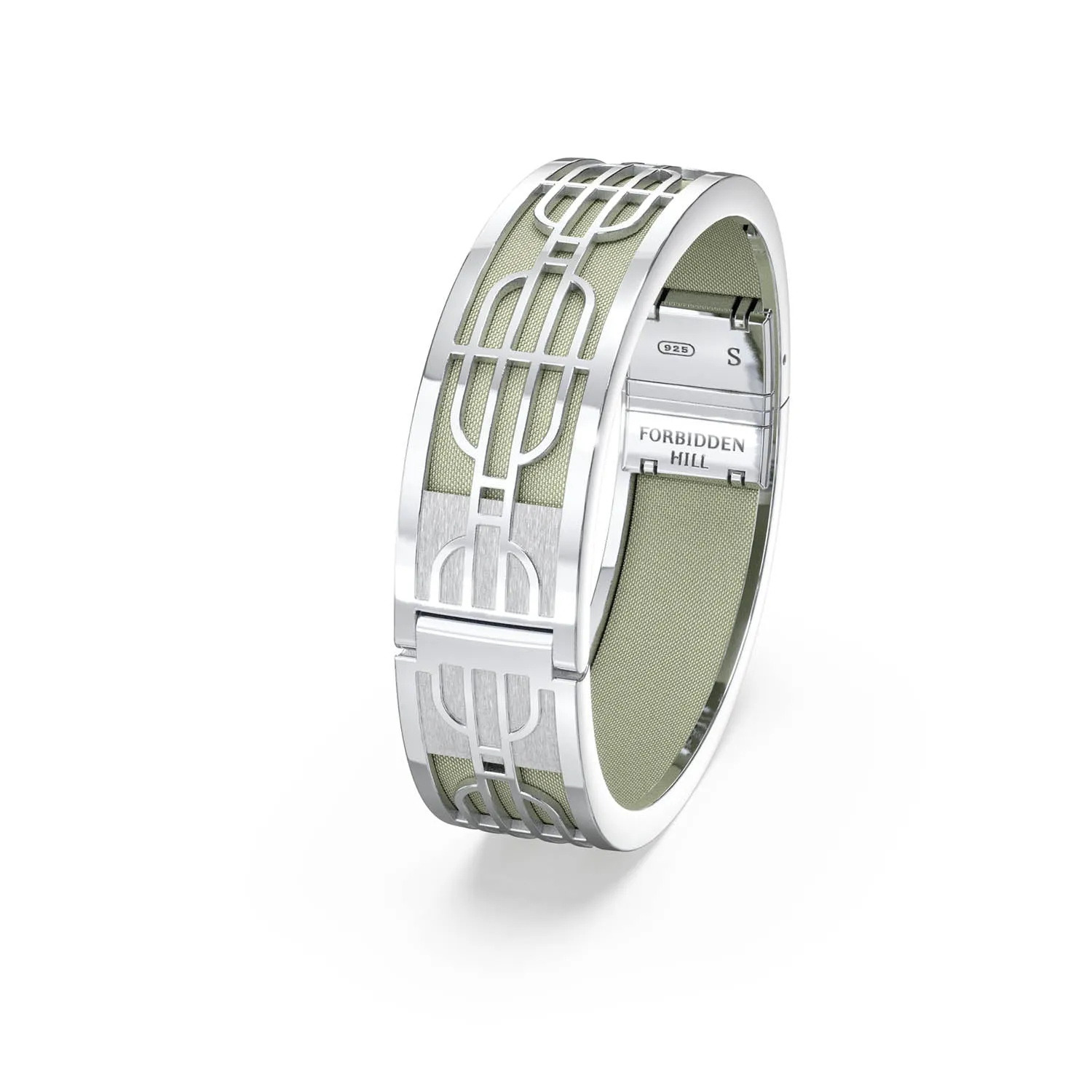 Nanyang Dream Bangle - Shophouse Olive - Sterling Silver