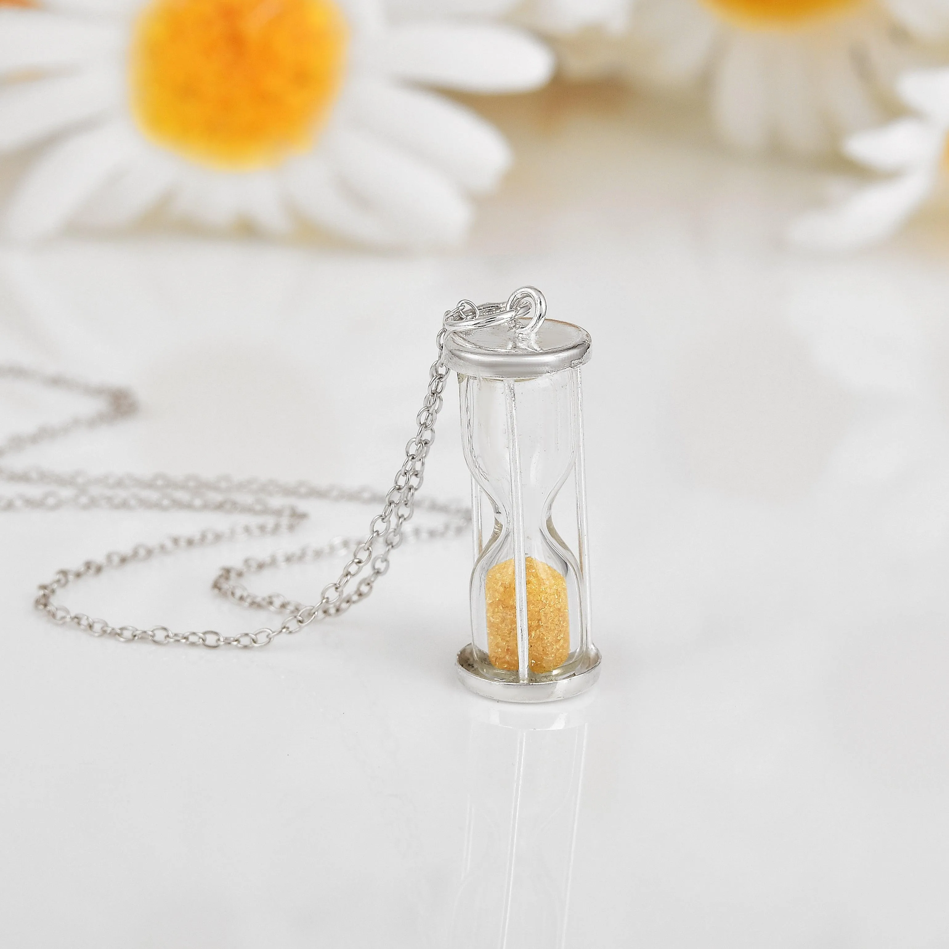 Natural Citrine Hourglass Pendant Necklace