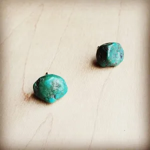 Natural Green Turquoise Stud Earrings