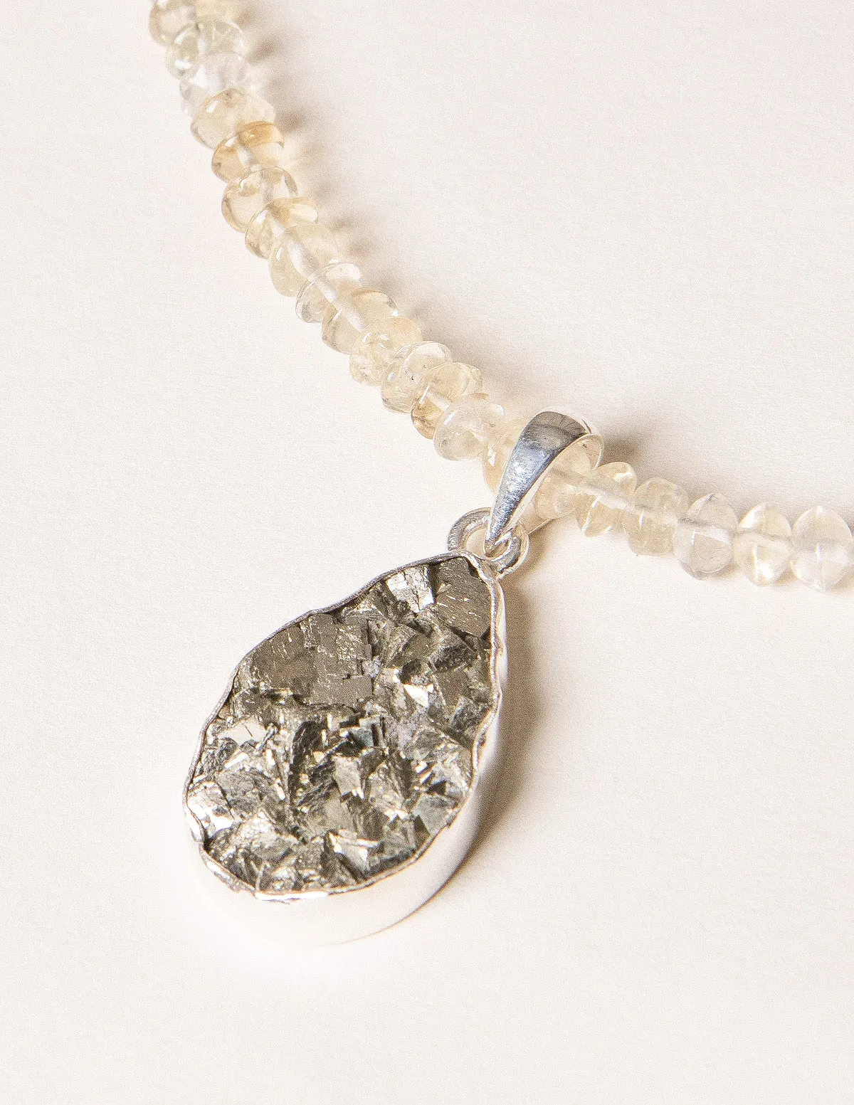 Natural Pyrite Pendant on Citrine Necklace - One of a Kind