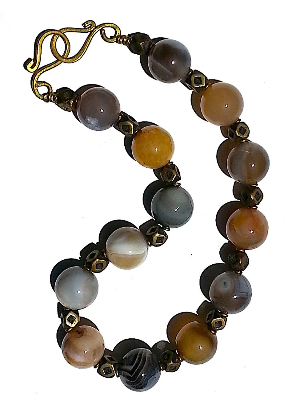 Necklace Agate Choker with Brass