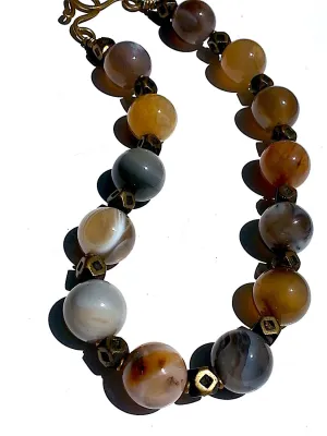 Necklace Agate Choker with Brass