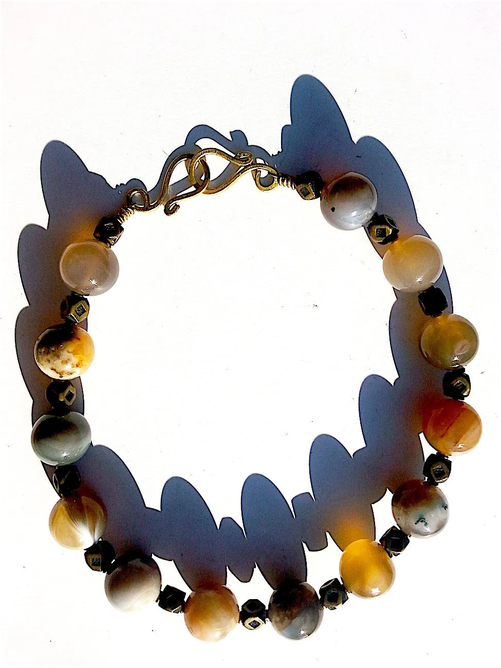 Necklace Agate Choker with Brass