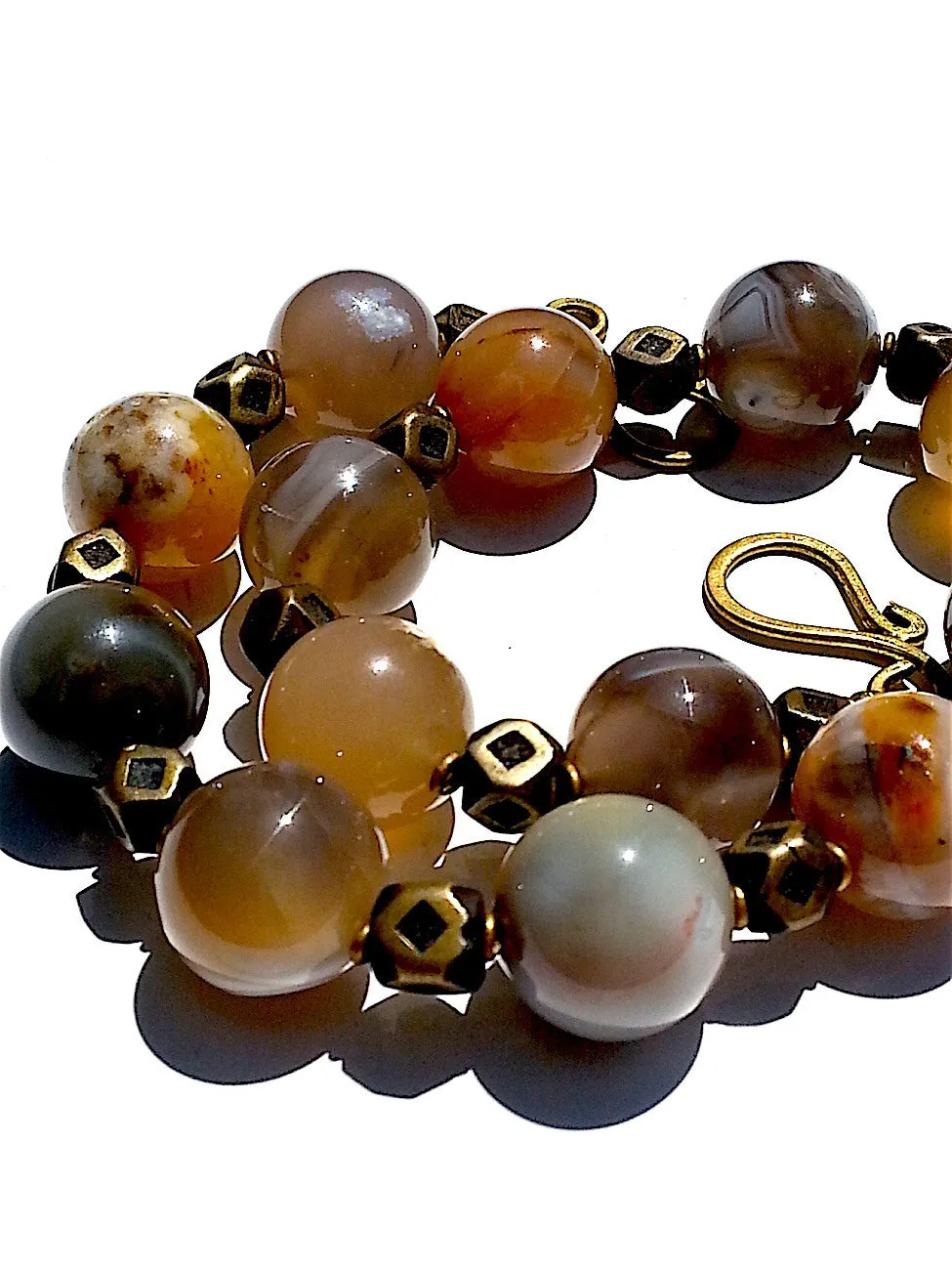 Necklace Agate Choker with Brass