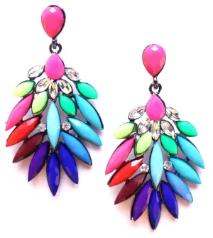 Neon Leaves Earrings- Multi