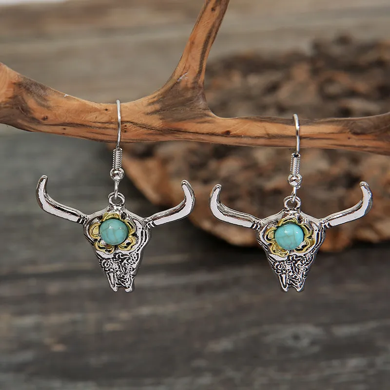 New Distressed Turquoise Horn Earrings