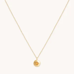 November Citrine Birthstone Necklace in Solid Gold