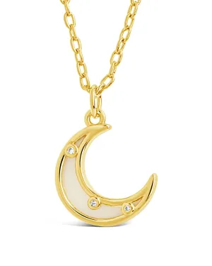 Nuria Moonstone & CZ Moon Pendant Necklace