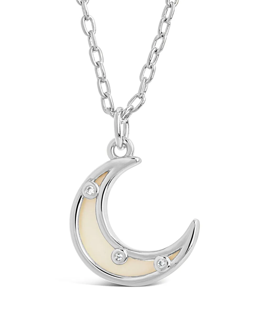 Nuria Moonstone & CZ Moon Pendant Necklace