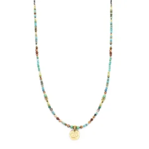 Ohm Necklace with 18K Gold Vermeil and Semi-Precious Stones