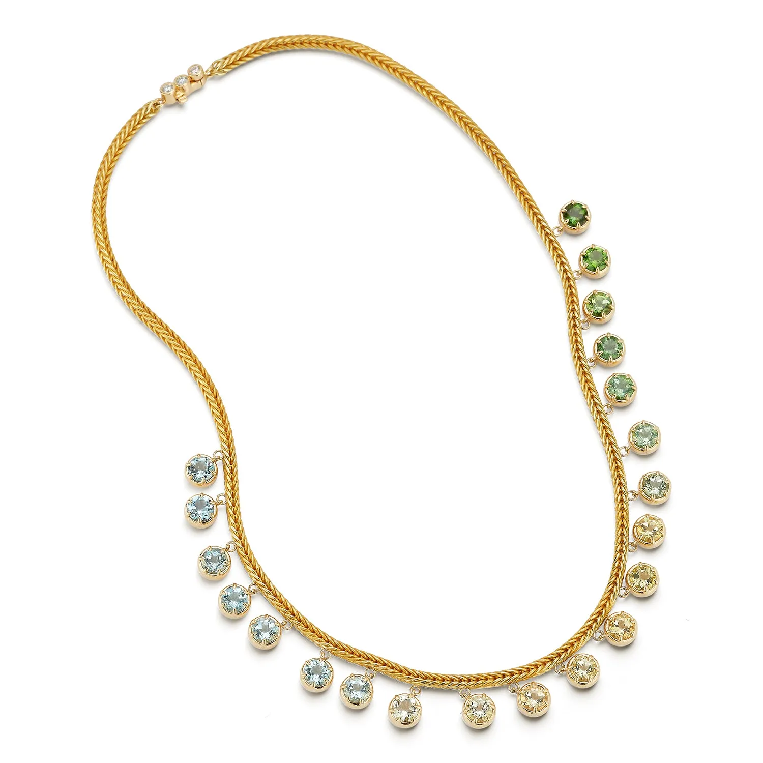 Ombré Fringe Necklace - Tourmaline, Aquamarine and Citrine