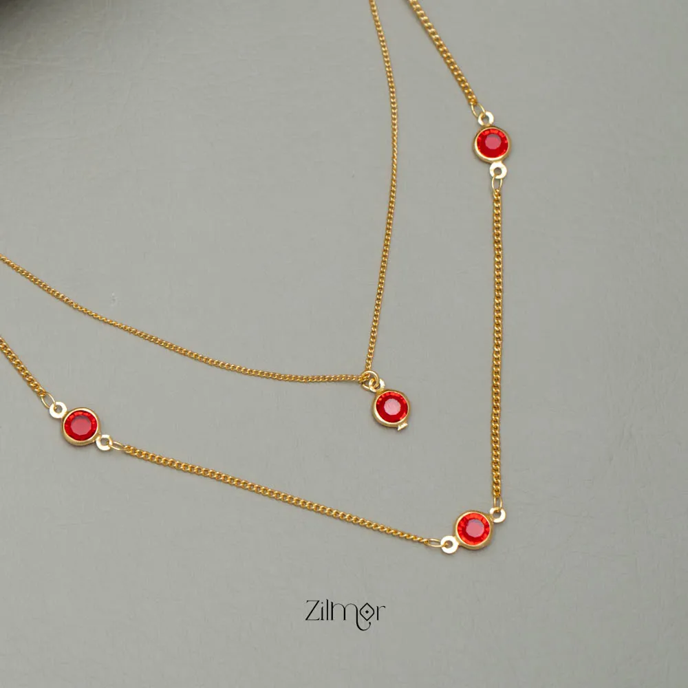 PE101860 Red Ruby double layer Necklace