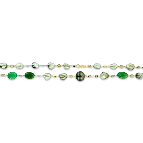 Pearl & Green Sapphire Necklace