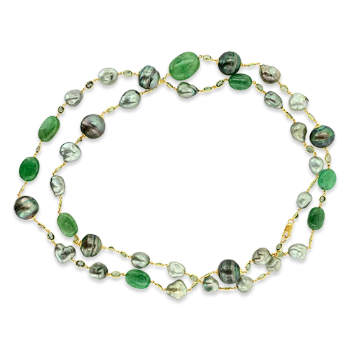 Pearl & Green Sapphire Necklace