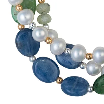 Pearl, lapis, and hairstone bracelet