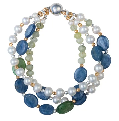 Pearl, lapis, and hairstone bracelet