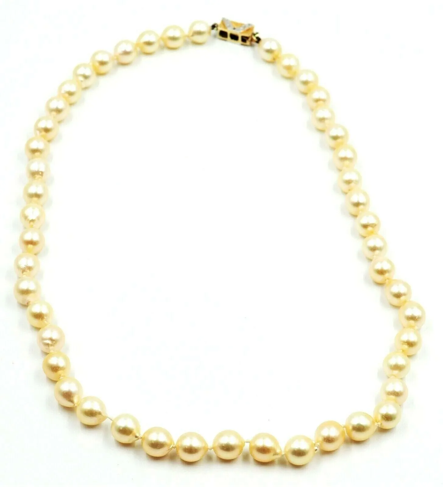 Pearl Strand Necklace & Diamond 14ct Yellow Gold Clasp Fine Jewellery