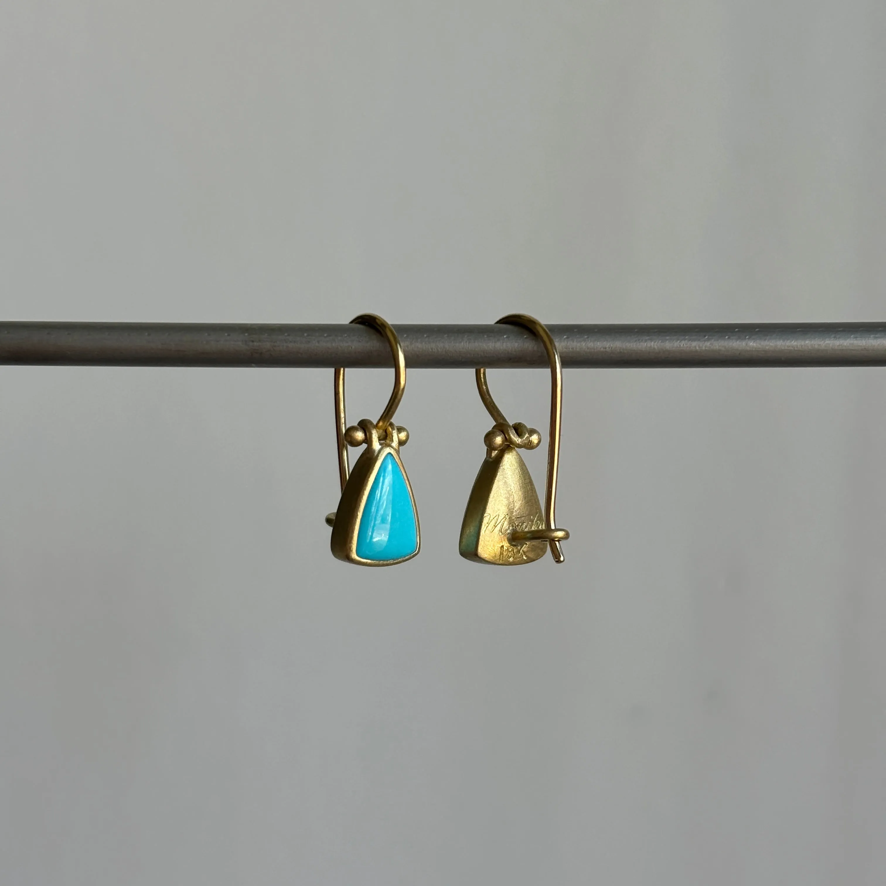 Petite Sleeping Beauty Turquoise Triangle Earrings with Clasps