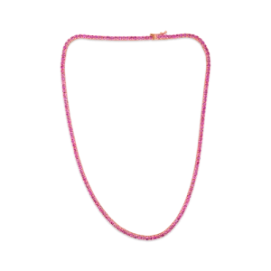 Pink Sapphire Tennis Necklace