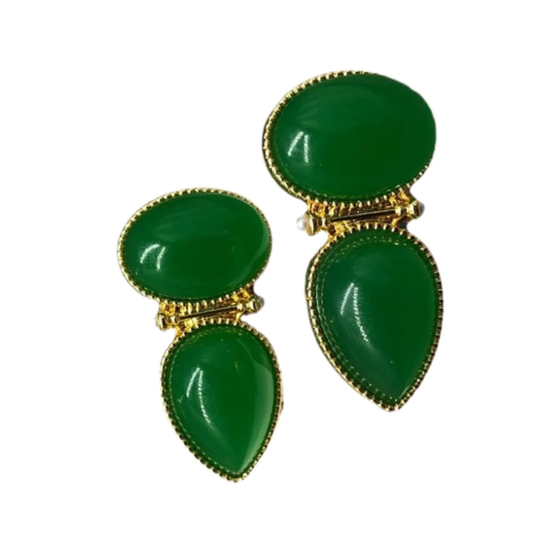 Pre Order:  Medieval Emerald Drop Stone Pearl Earrings