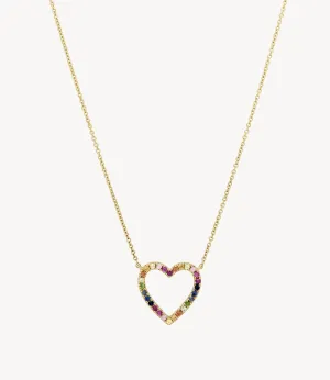 Rainbow Sapphire Heart Necklace