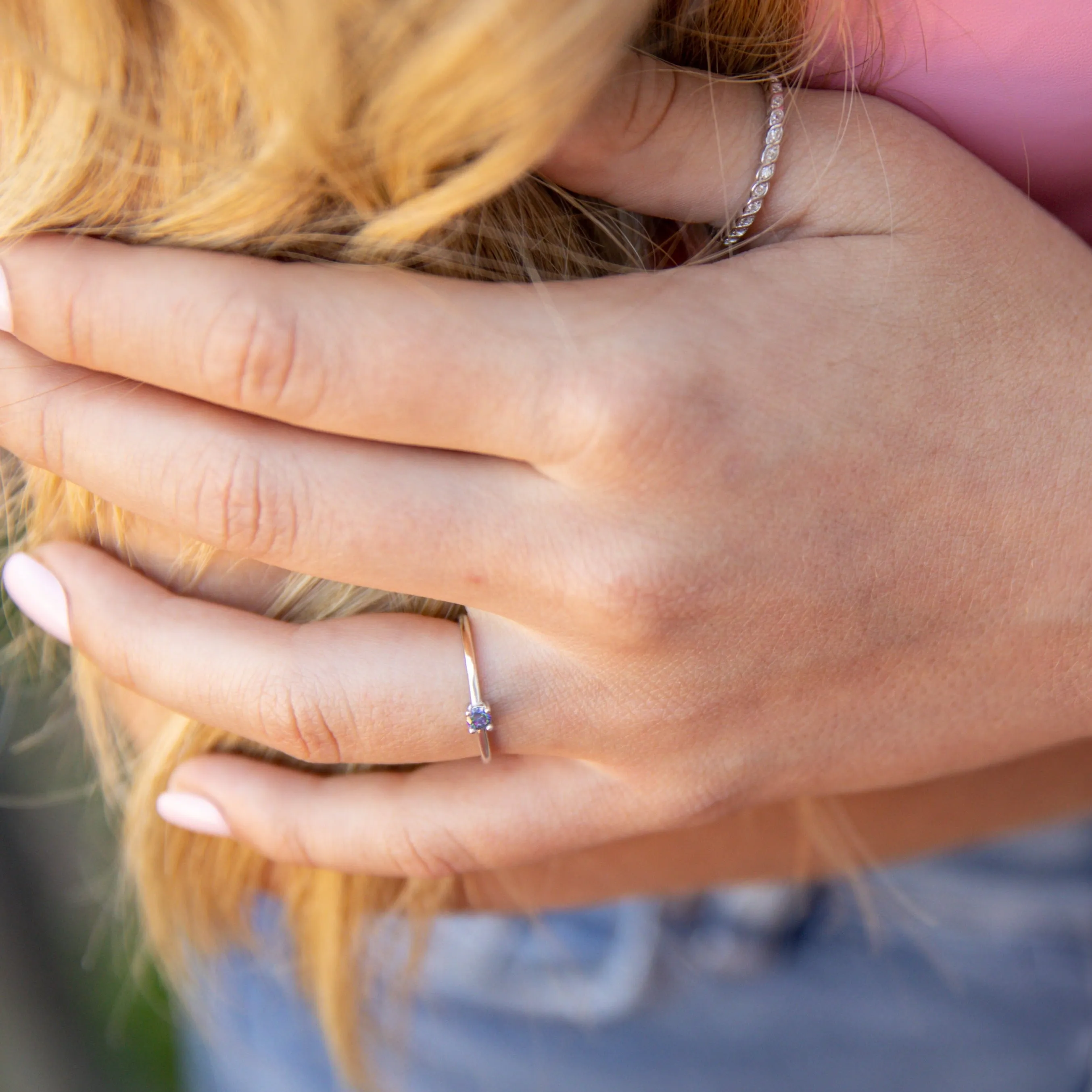 Rainbow Topaz Round Stackable