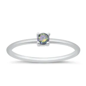 Rainbow Topaz Round Stackable