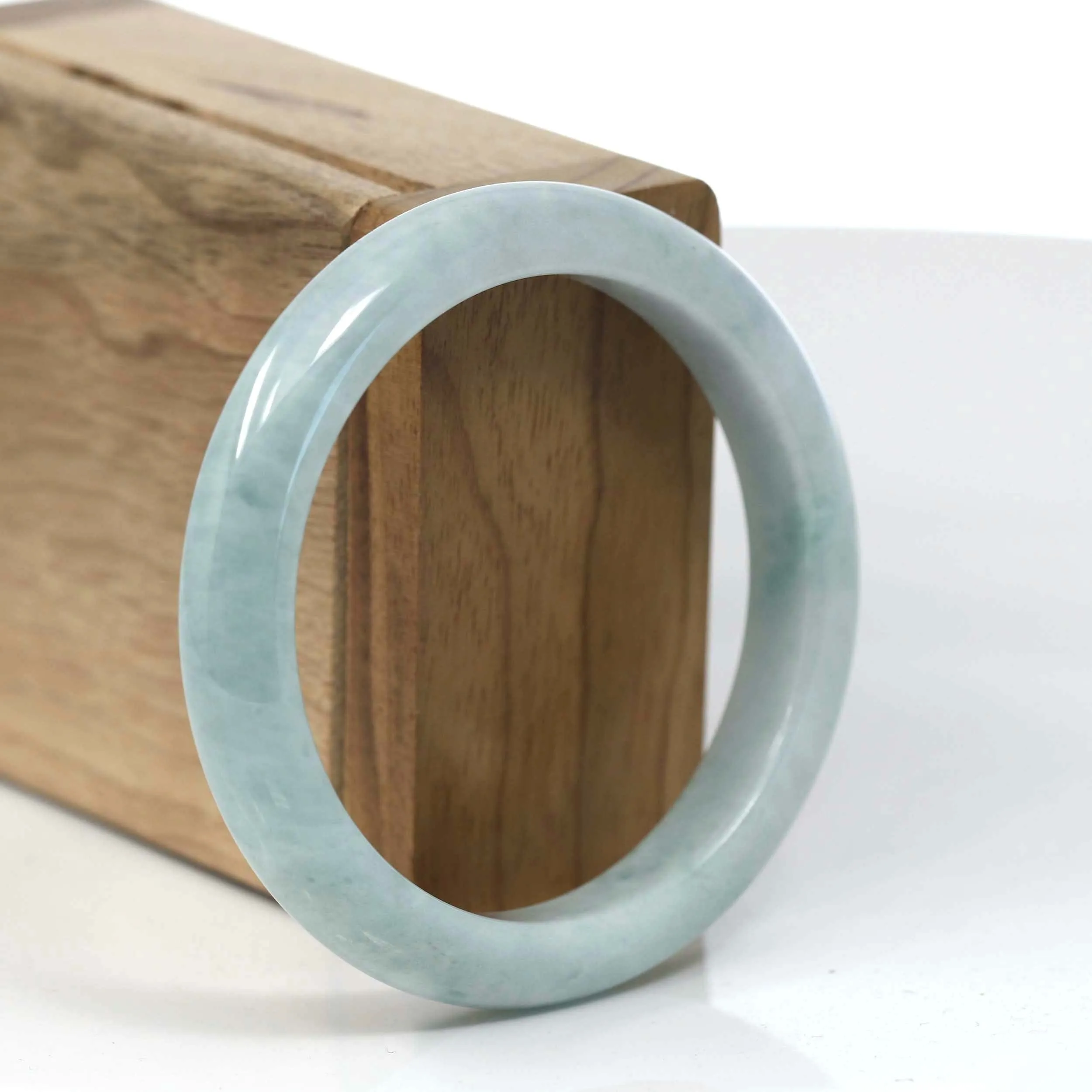 RealJade® Co. Natural Burmese Blue-green Jadeite Jade Bangle Bracelet (55.75mm)#T144