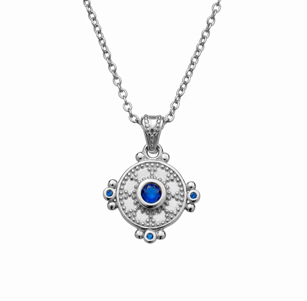 Regina Sapphire Blue Necklace Silver