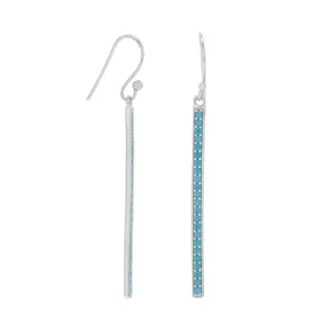 Rhodium Plated Nano Turquoise Bar Earrings