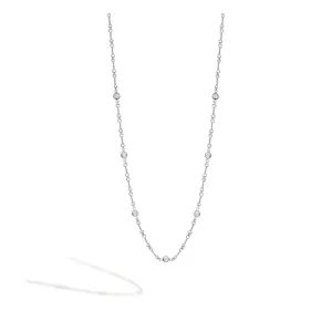 Roberto Coin Diamonds By The Inch 18k White Gold 7 Station Diamond Bone Necklace