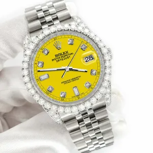 Rolex Datejust 116200 36mm 4CT Diamond Bezel/Lugs/Yellow 6 9 Baguette Dial Watch TFJ-142508606