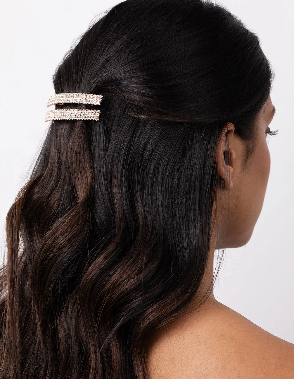 Rose Gold Double Diamante Barrette