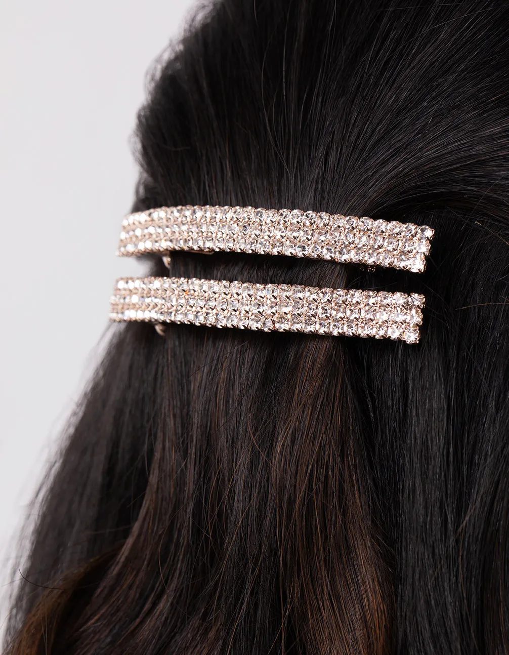 Rose Gold Double Diamante Barrette