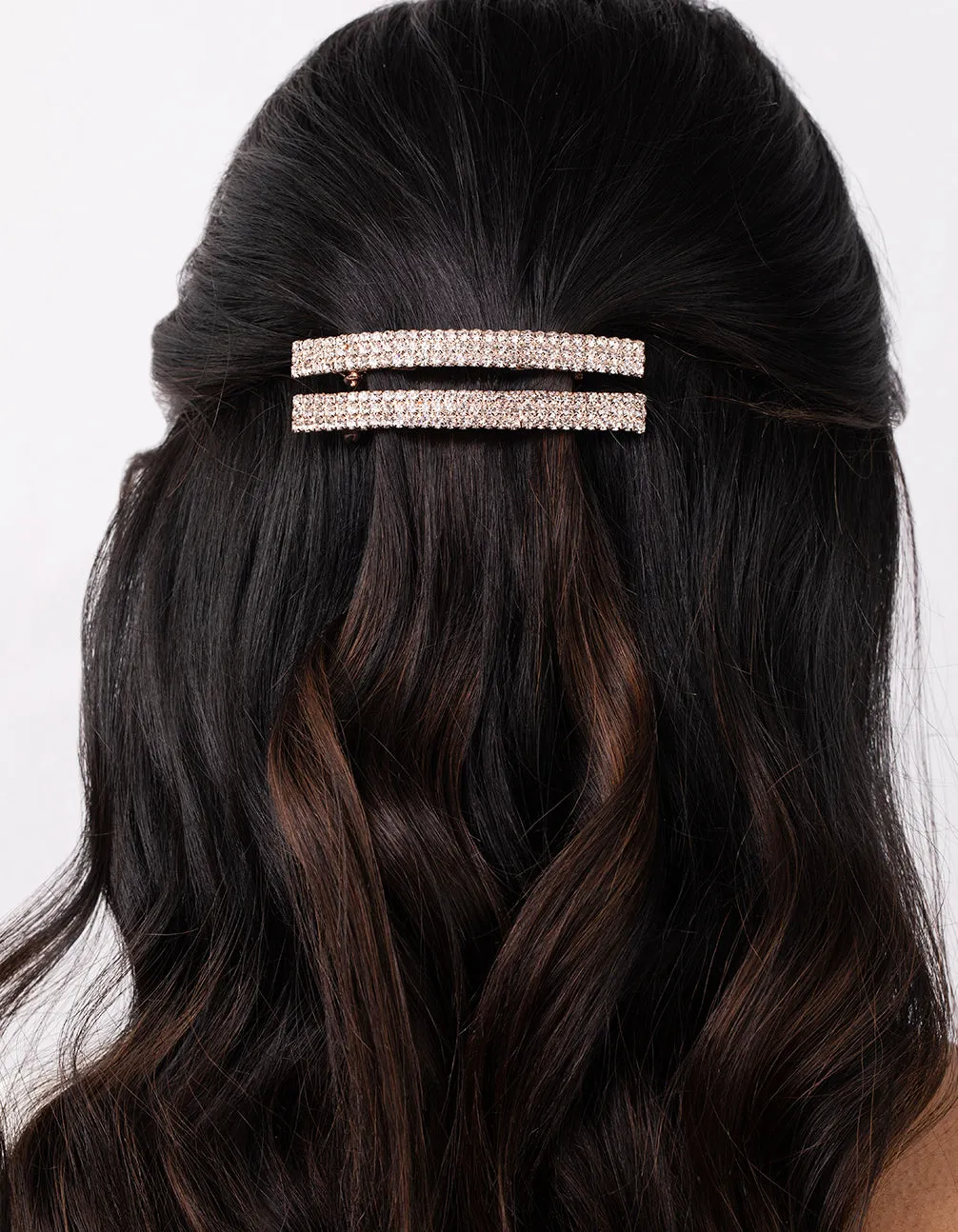 Rose Gold Double Diamante Barrette